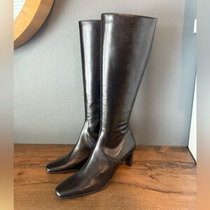 Talbots Black Leather Knee-High Boots